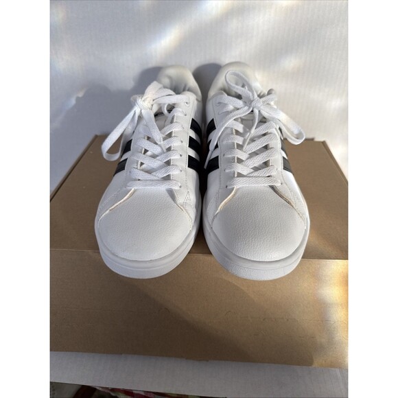 Adidas Neo White Men’s Size 8.5 With Cloud foam. Lace up, white W/black Stripe - Picture 2 of 6